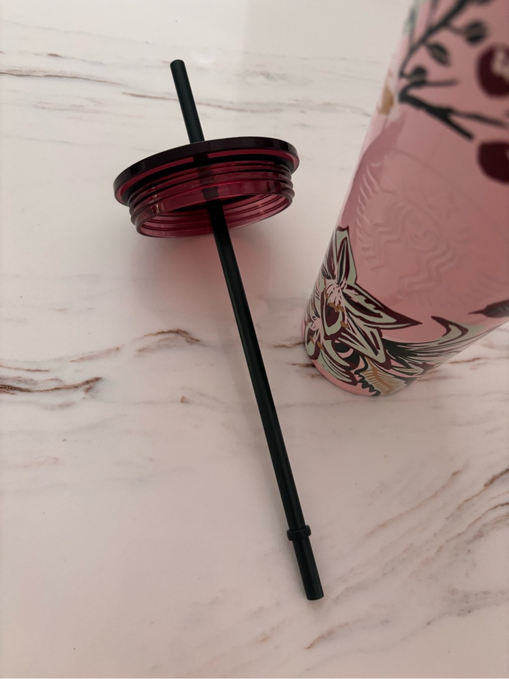 Starbucks Holiday Pink Enchanted Forest Berry Stainless Tumbler Excellent - Picture 7 of 11